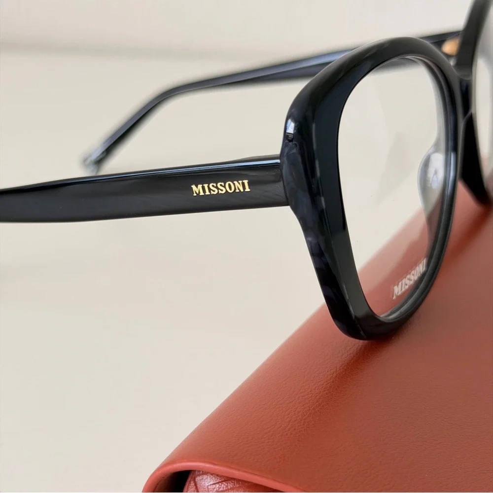 New! Missoni MIS0093/N 33Z Black Oversized Glasses with Chain Authentic